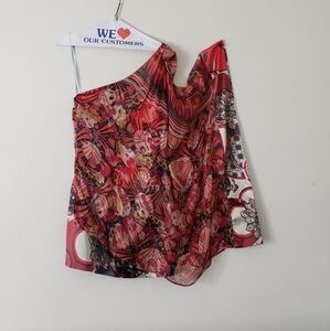 Marciano Floral One Shoulder Silk Dress.